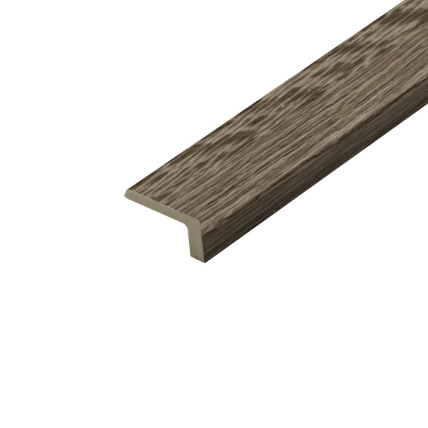 A detailed view of the Mayfair Grey L-Shape Profile, showcasing a medium-grey tone with clean, straight edges. This L-shaped profile is designed for steps or edges, providing a modern, polished transition.