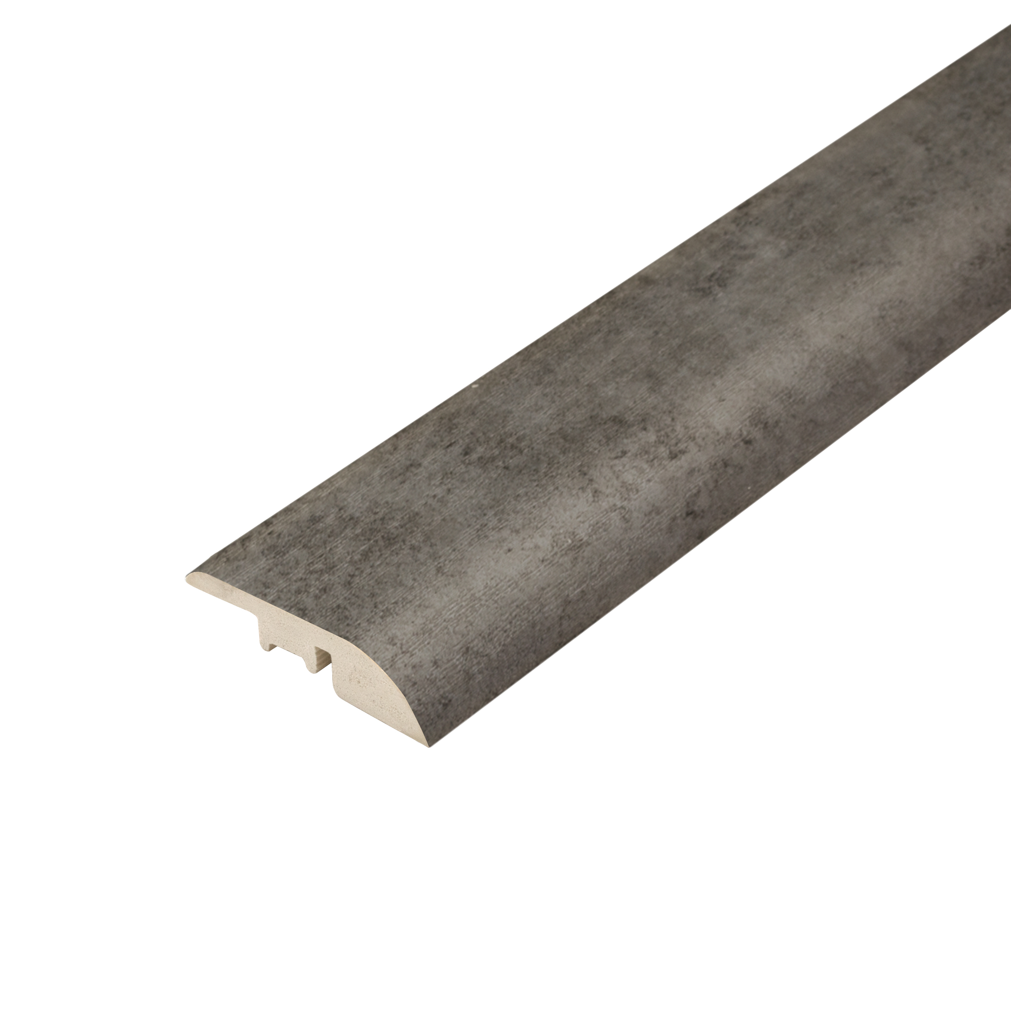 Smoke Travertine Ramp Profile: A view of a smoke travertine ramp profile, highlighting its smoky gray tones and unique veining pattern, ideal for creating elegant and contemporary flooring transitions.