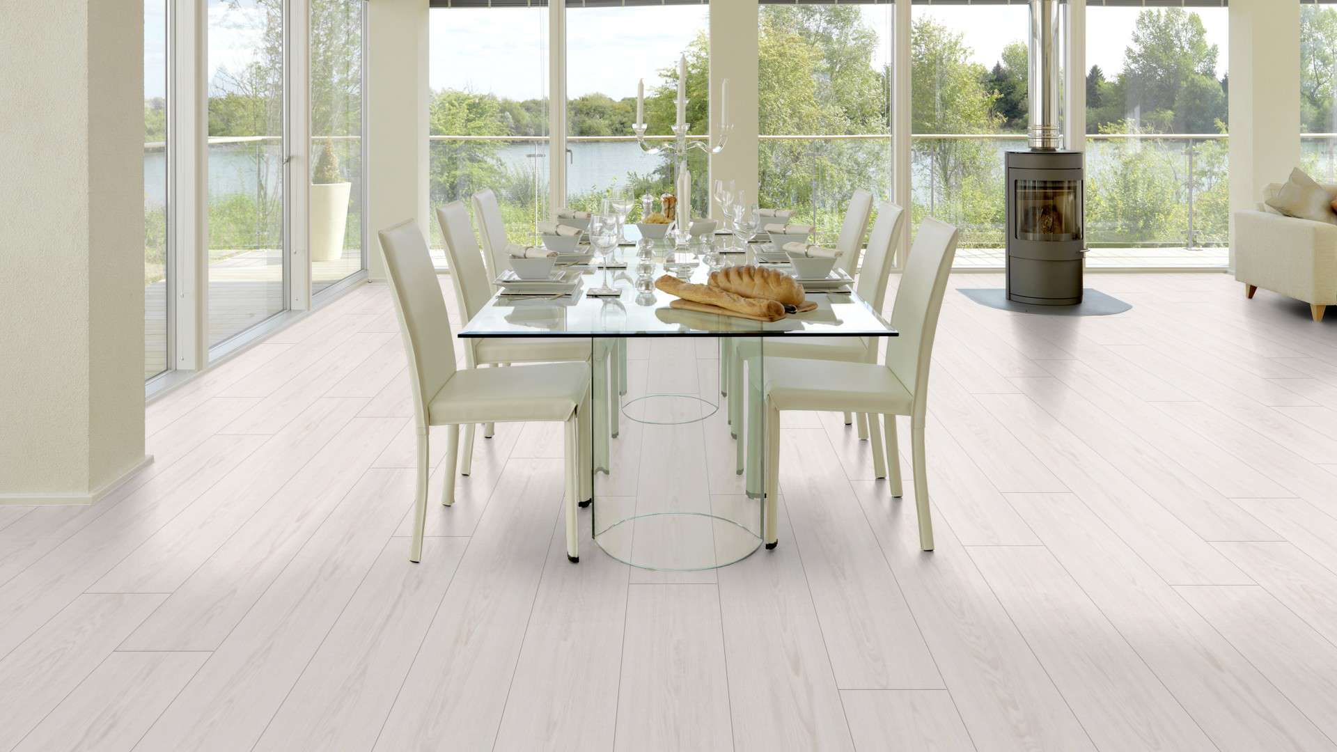 Dining Room Hero Image: A dining room featuring Pro-Tek™ Flooring's vinyl flooring, emphasizing the blend of aesthetic appeal and functionality.