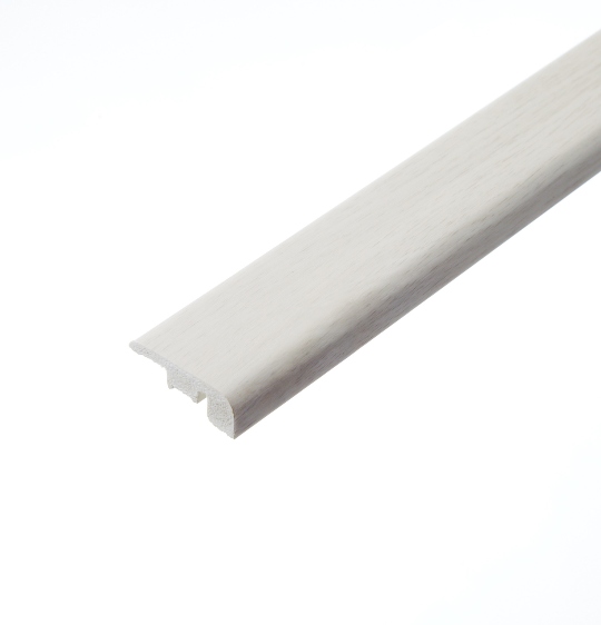 Bishops White End Profile: A detailed photograph of the Bishops White end profile. This flooring piece, in a pristine white colour, is intended to provide a clean and polished edge to the ends of flooring installations.