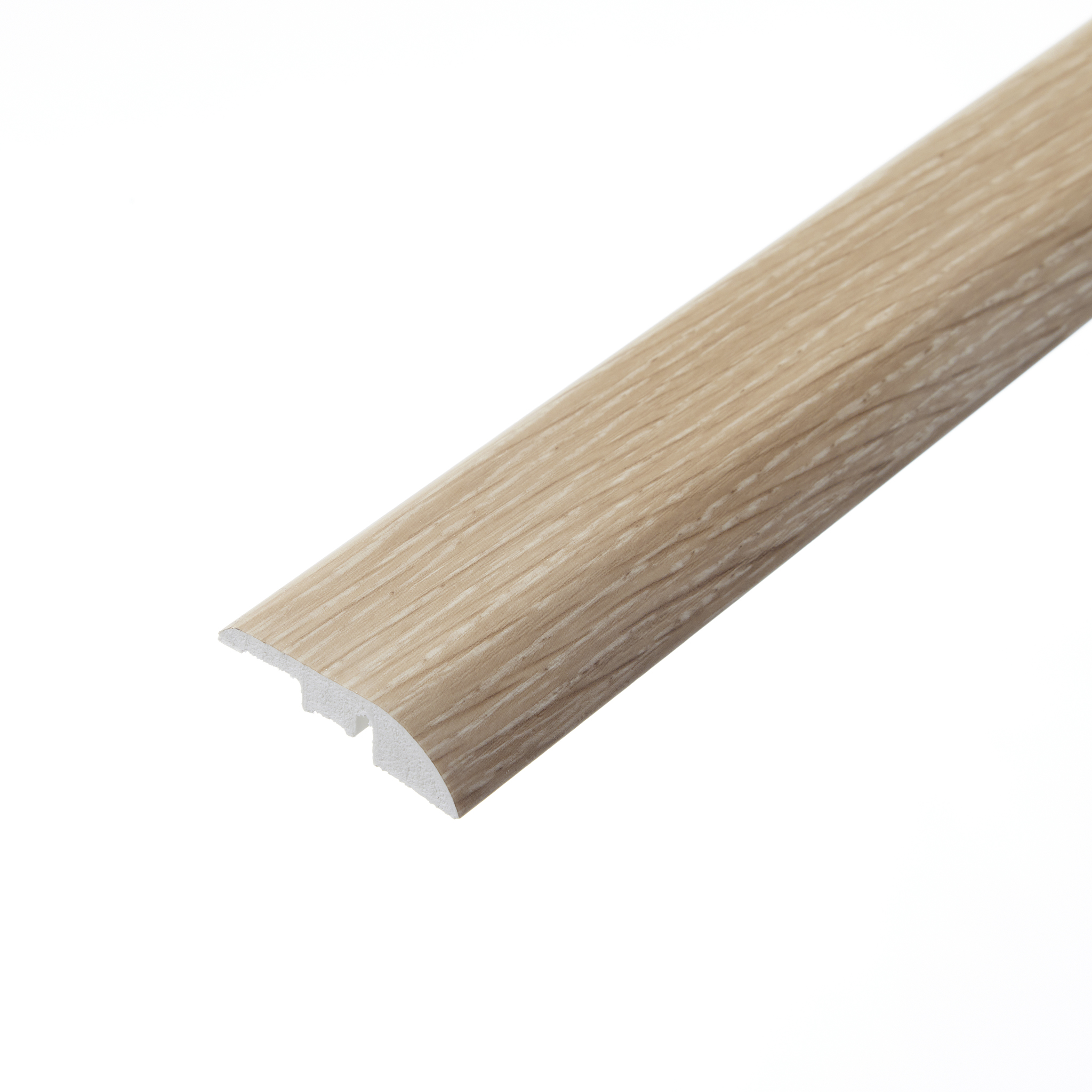 A photograph of H06 Chartwell Stone ramp profile. The profile has a light grey hue with a textured finish, designed to create smooth transitions between different flooring heights.